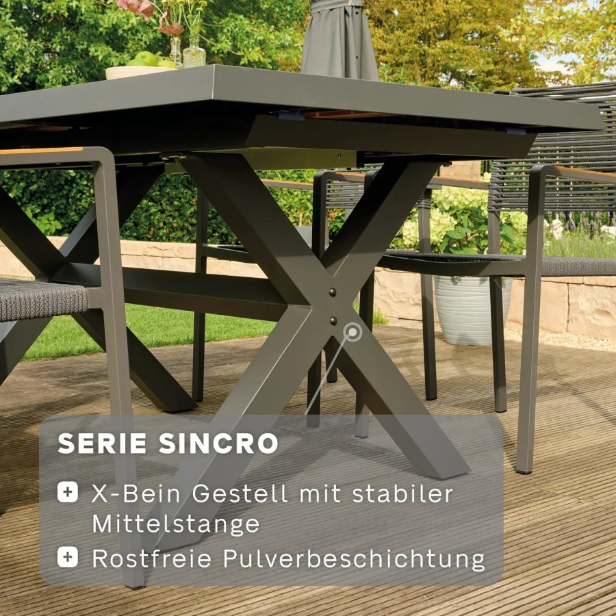 SIENA GARDEN Sincro Ausziehtisch - Keramik Wood-Grey Best