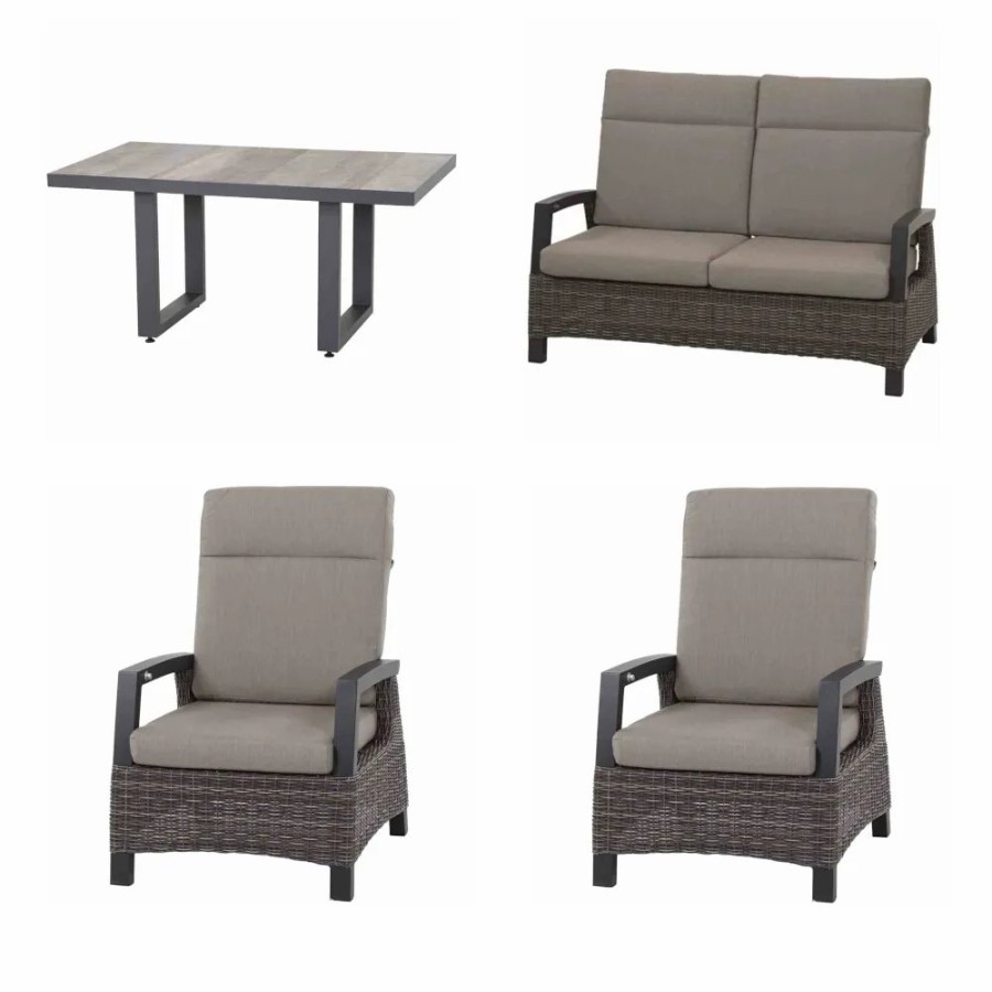 SIENA GARDEN Loungesetcorido Loungetisch + 2X Loungesessel +2-Sitzer-Loungesofa Clearance