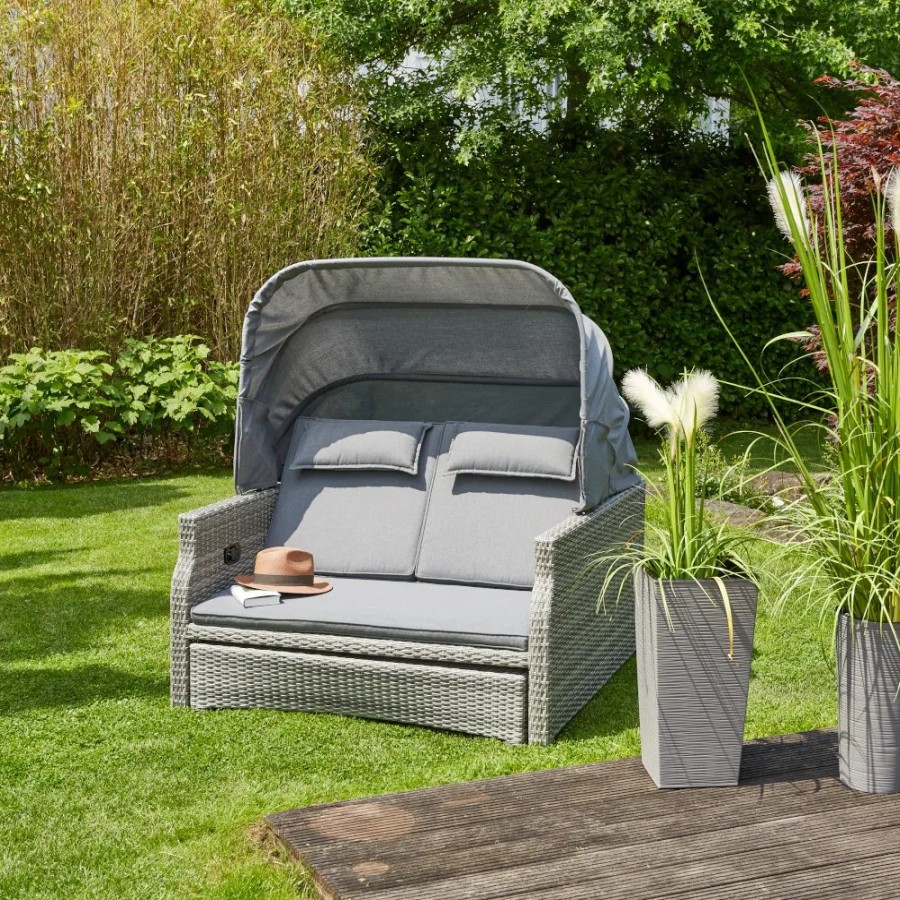 SIENA GARDEN Tivas Loungeinsel - Rattangeflecht Stone-Grey Online