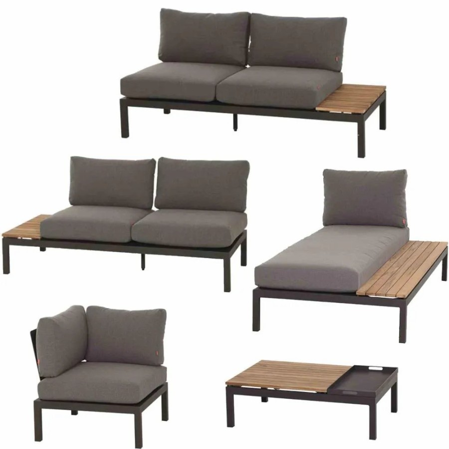 SIENA GARDEN Loungesetalvida Loungetisch +Recamiere + 2X 2-Sitzer-Loungesofa + Modul Ecke New