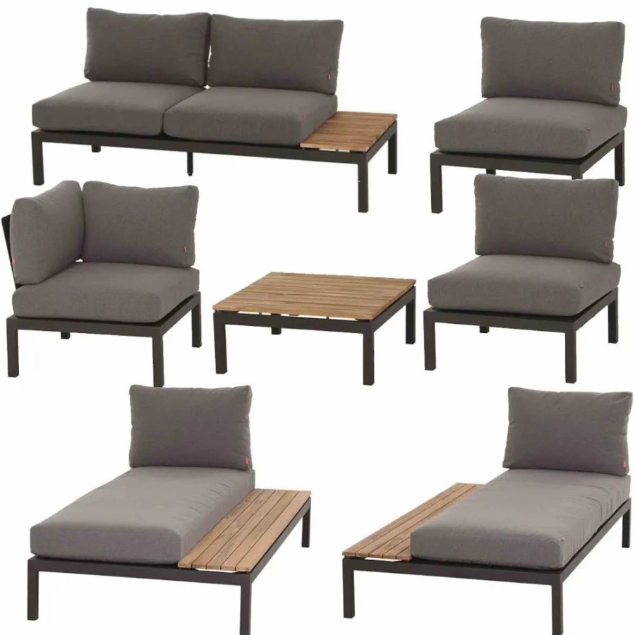 SIENA GARDEN Loungesetalvida Loungetisch + 2X Recamiere + 2-Sitzer-Loungesofa + Modul Mitte + Modul Ecke Online