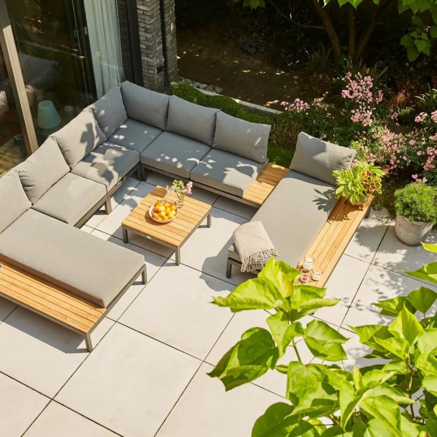 SIENA GARDEN Loungesetalvida Loungetisch + 2X Recamiere + 2-Sitzer-Loungesofa + Modul Mitte + Modul Ecke Online