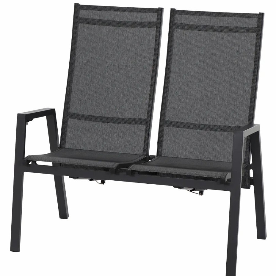 SIENA GARDEN Savona Move Bank - 2-Sitzer - Textilene Schwarz-Silber Hot