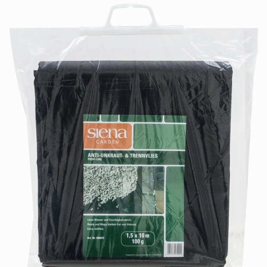 SIENA GARDEN Anti-Unkrautvlies, Mase: 1,5X10M, Farbe: Schwarz, Inklusive Trennvlies Hot