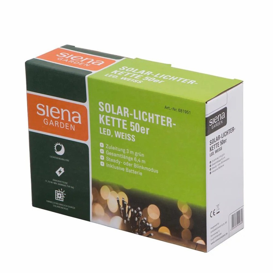 SIENA GARDEN Solar-Lichterkette 50Er, Led Weis, Online