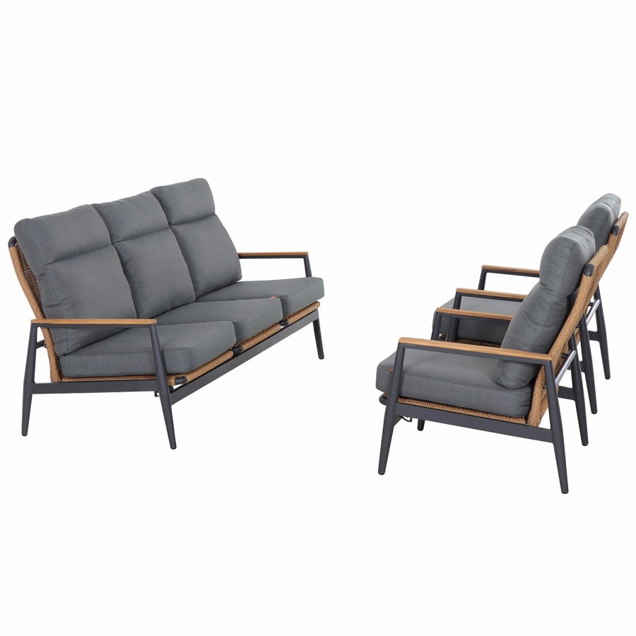 SIENA GARDEN Loungeset 2X Roma Loungesessel +3-Sitzer-Loungesofa Online