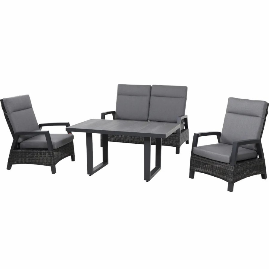 SIENA GARDEN Loungesettaranto Loungetisch +2X Loungesessel +2-Sitzer-Loungesofa Hot