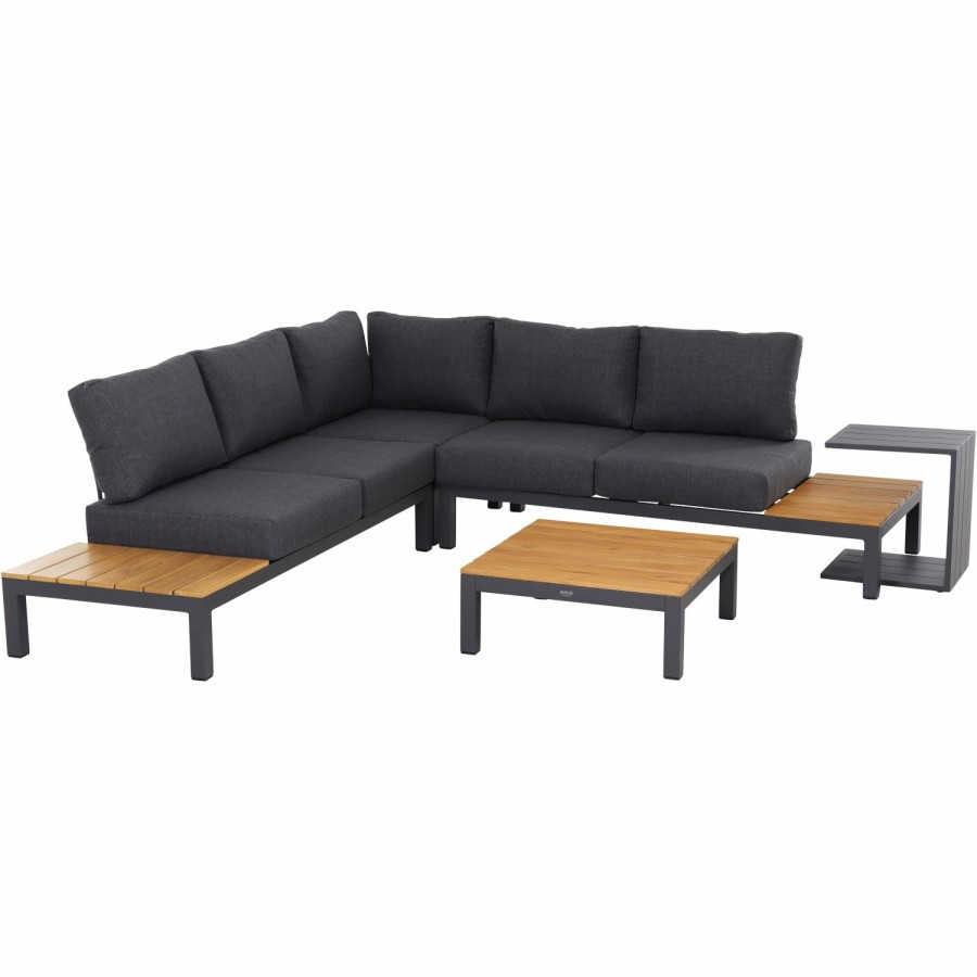 SIENA GARDEN Loungeset Brighton Loungetisch + Ecklounge Clearance