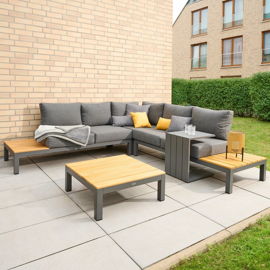 SIENA GARDEN Loungeset Brighton Loungetisch + Ecklounge Clearance