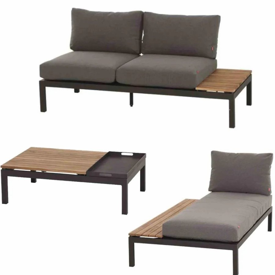 SIENA GARDEN Loungesetalvida Loungetisch +Recamiere +Loungesofa Clearance