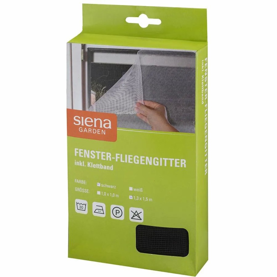 SIENA GARDEN Fenster Fliegengitter 1,3X1,5 Schwarz New