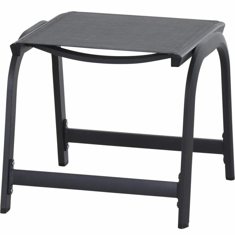 SIENA GARDEN Tesoro Hocker - Textilene Schwarz-Silber Hot