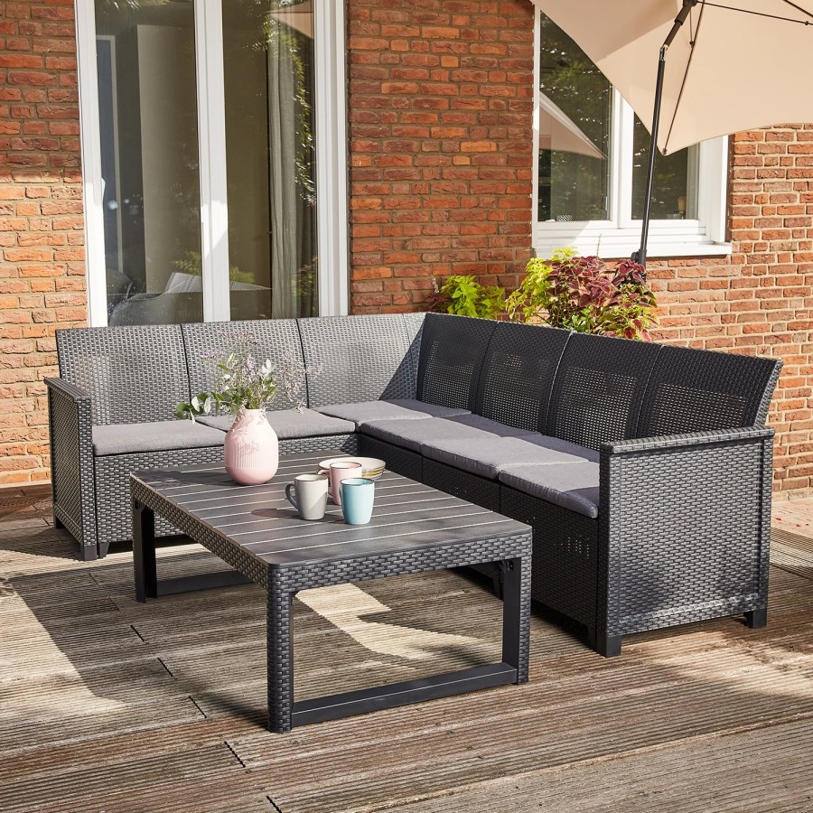 SIENA GARDEN Loungeset Amea Loungetisch +Ecklounge Hot