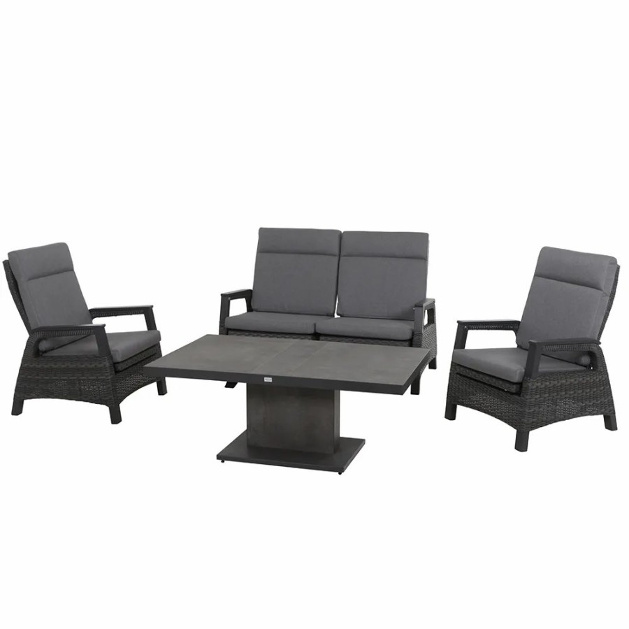 SIENA GARDEN Loungesetbellani Lifttisch + Solea 2X Loungesessel + Solea 2-Sitzer-Loungesofa Hot