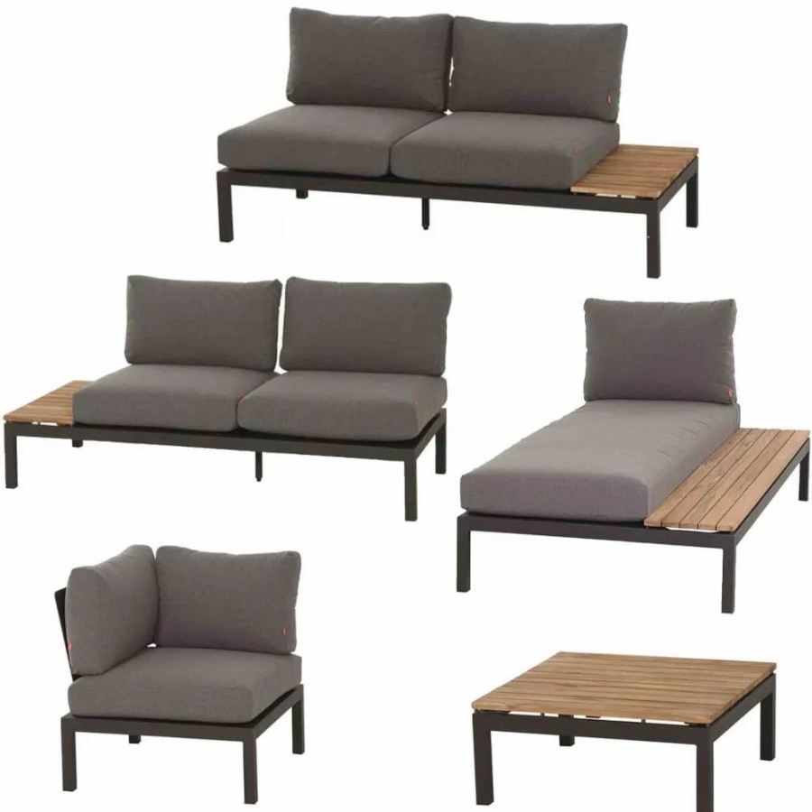 SIENA GARDEN Loungesetalvida Loungetisch +Recamiere + 2X 2-Sitzer-Loungesofa + Modul Ecke Online